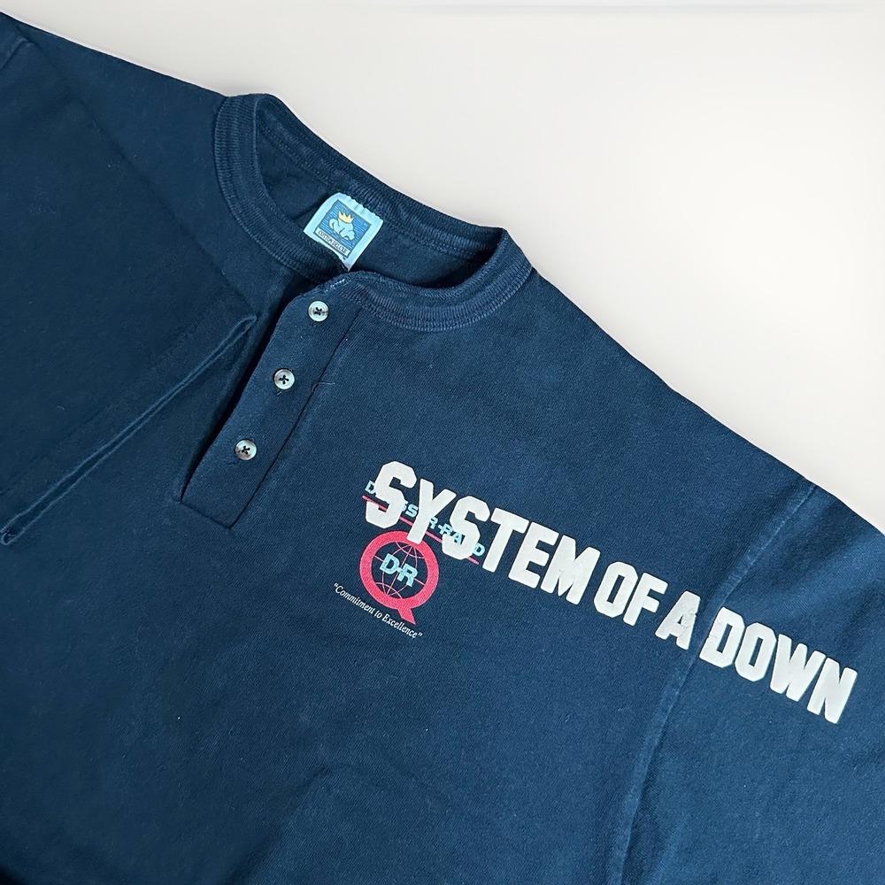 Vintage System of a Down SOAD Band Shirt Mens XL Henley Boxy Fit Single Stitch